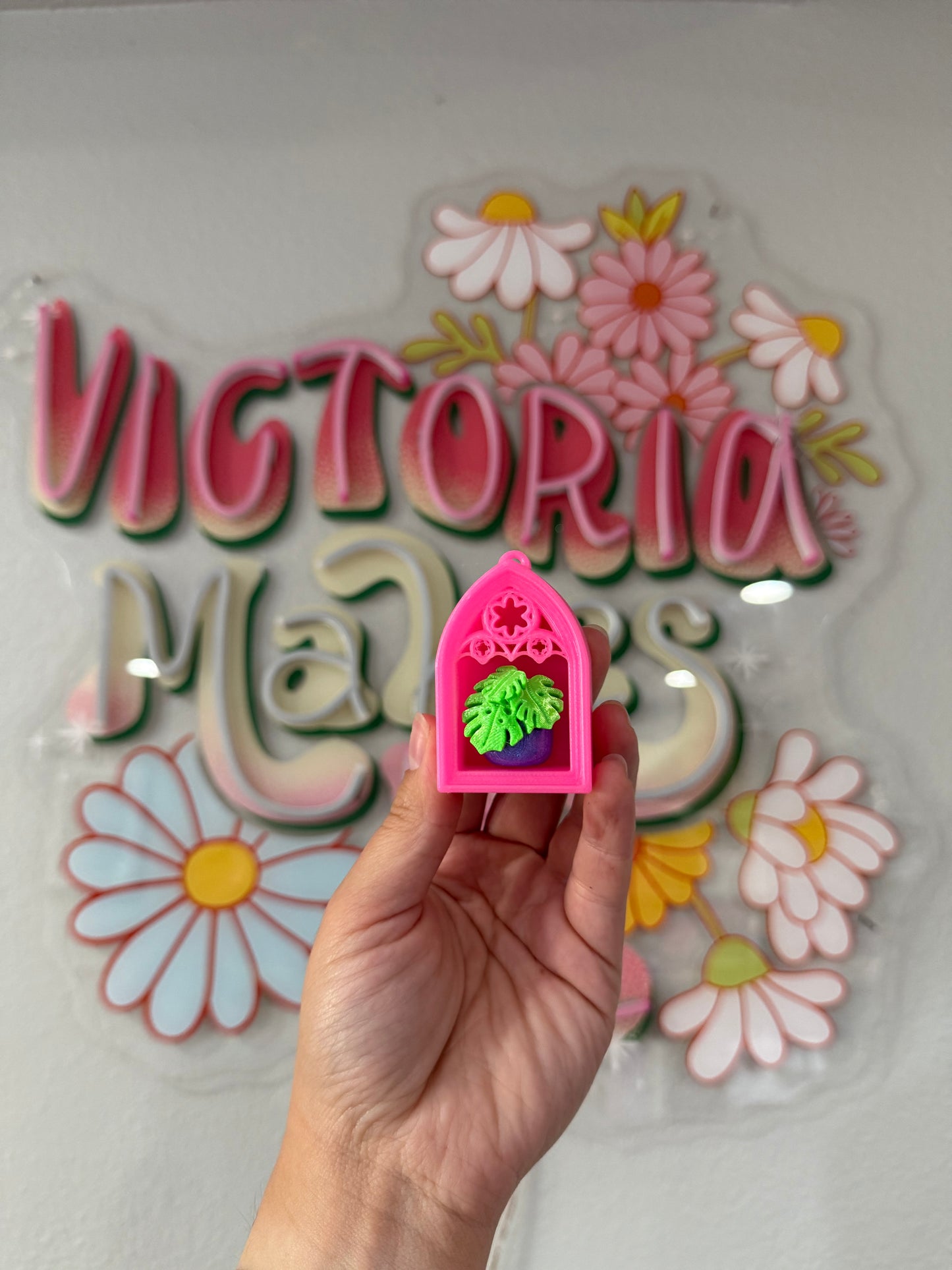 Hot pink keychain plants
