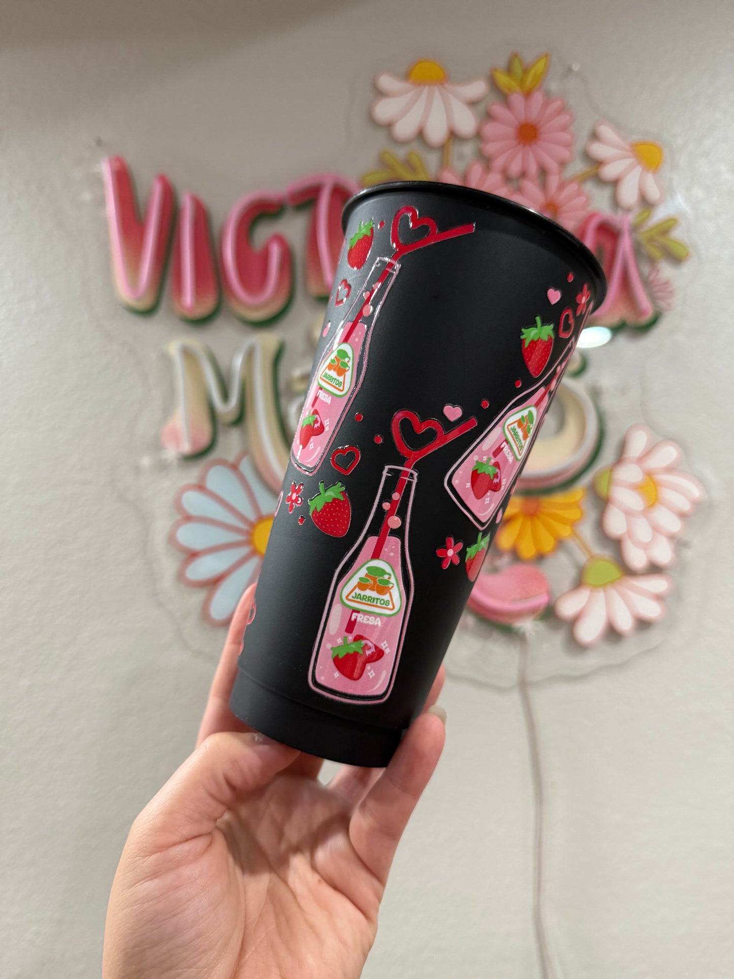 Strawberry jarritos cold cup