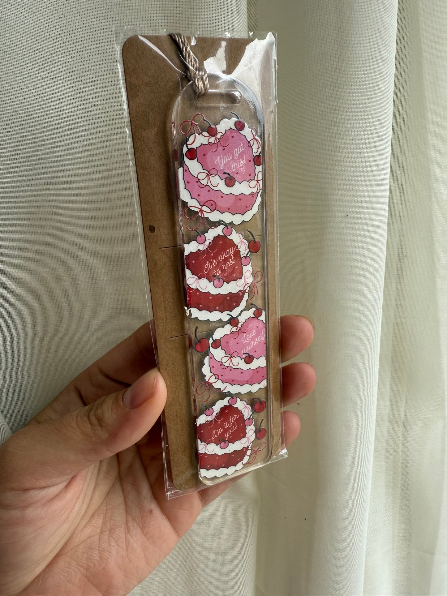 Affirmation cakes acrylic bookmark