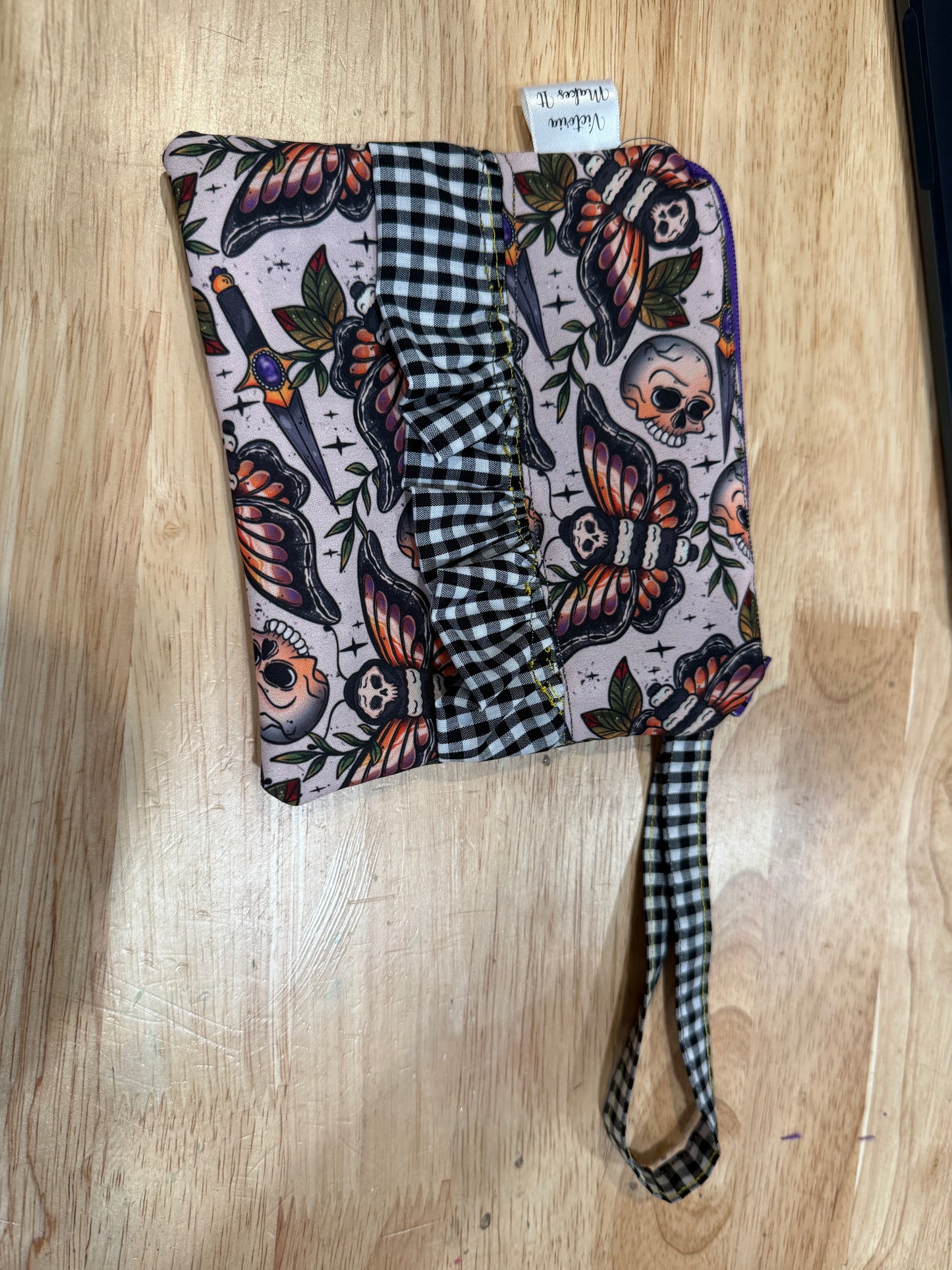 Death moth zipper wristlet