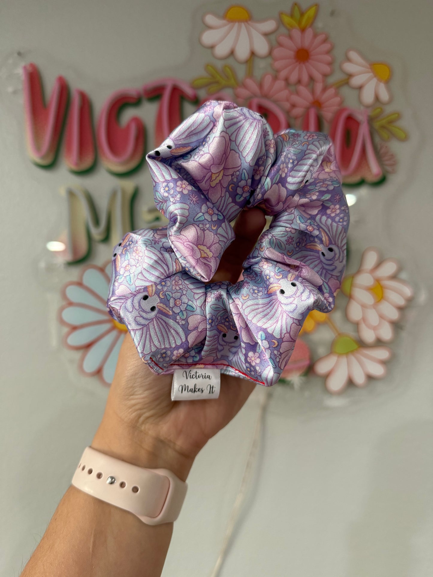 Pastel moth scrunchie