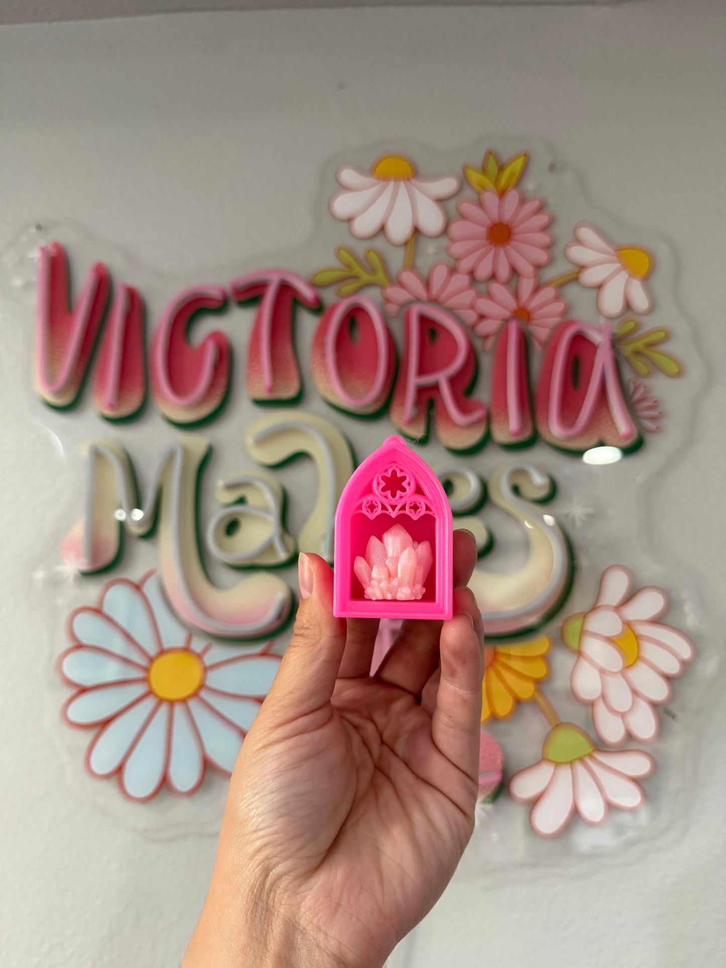 Hot pink keychain crystal