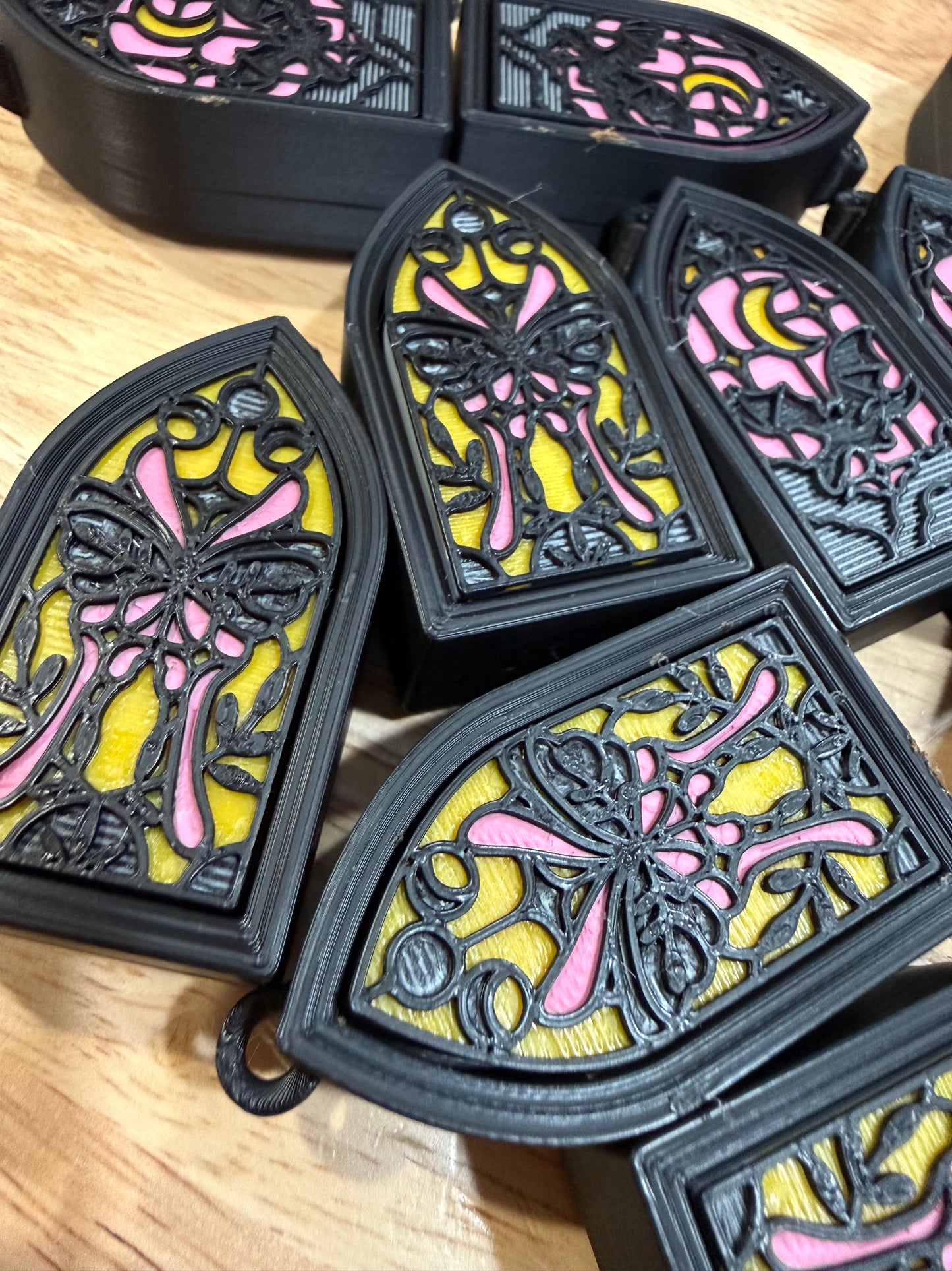 Stained glass moth clicker keychain