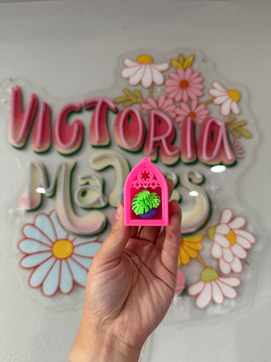Hot pink keychain plants