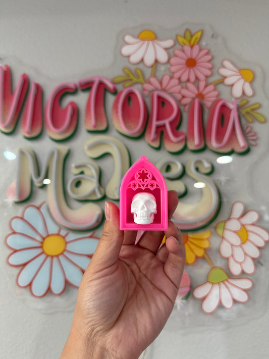 Hot pink keychain skull