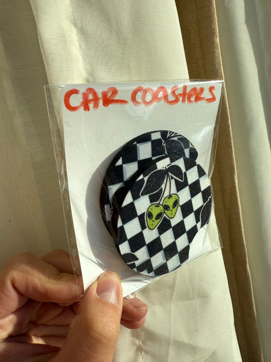 Alien checkers coasters