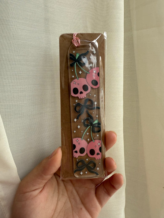 Cherry skulls acrylic bookmark