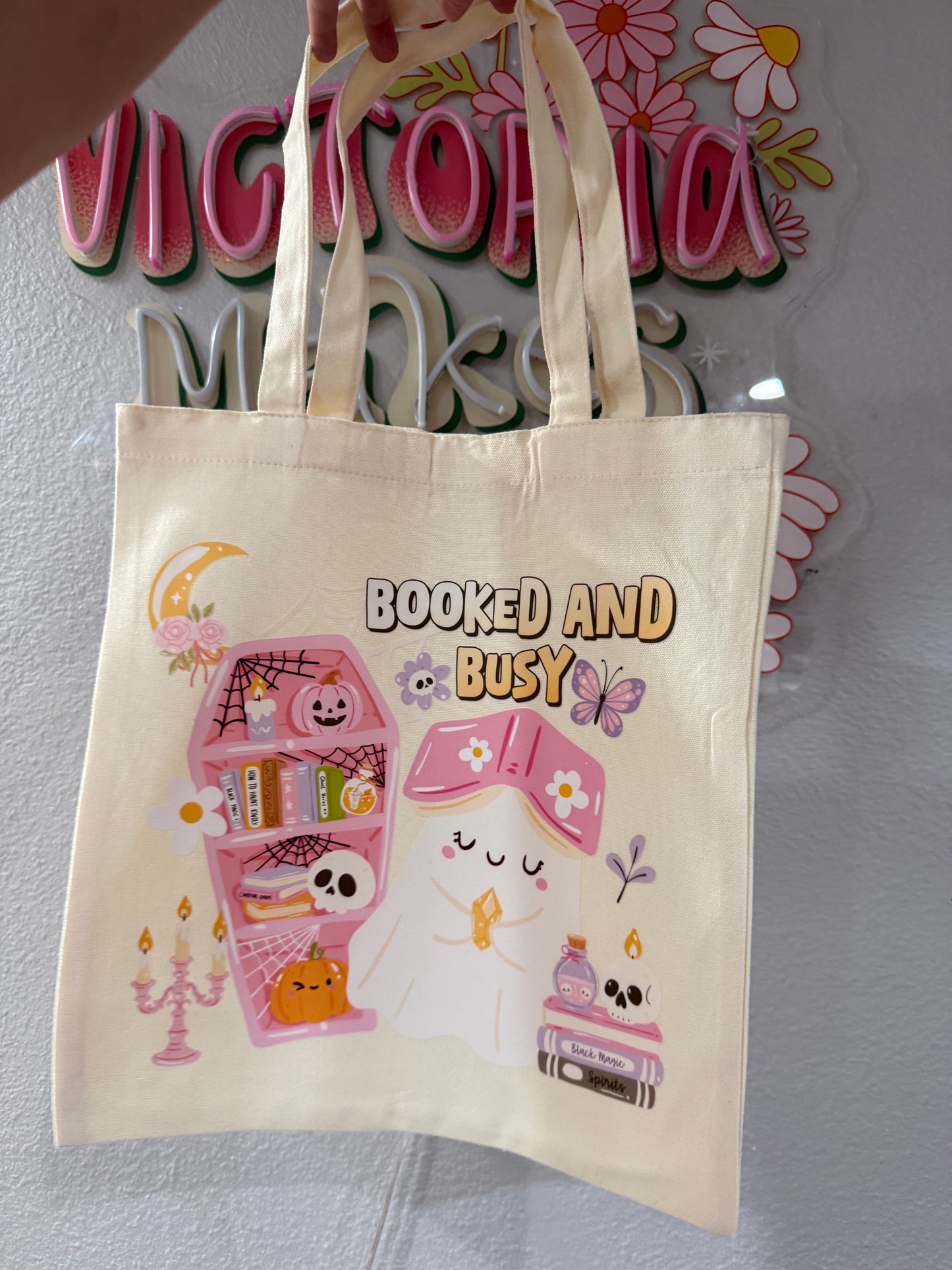 Booked and busy tote bag