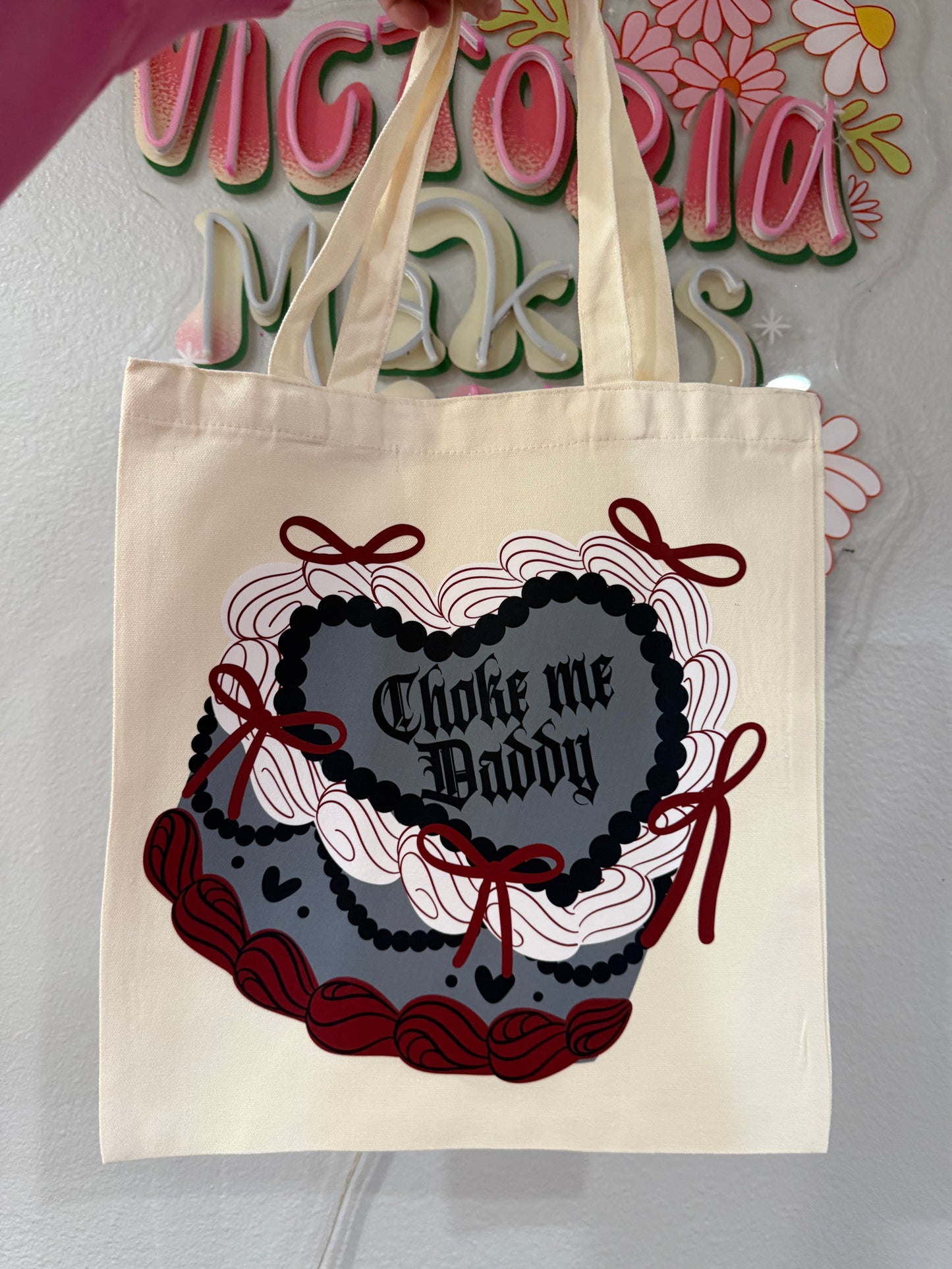 Choke me tote bag