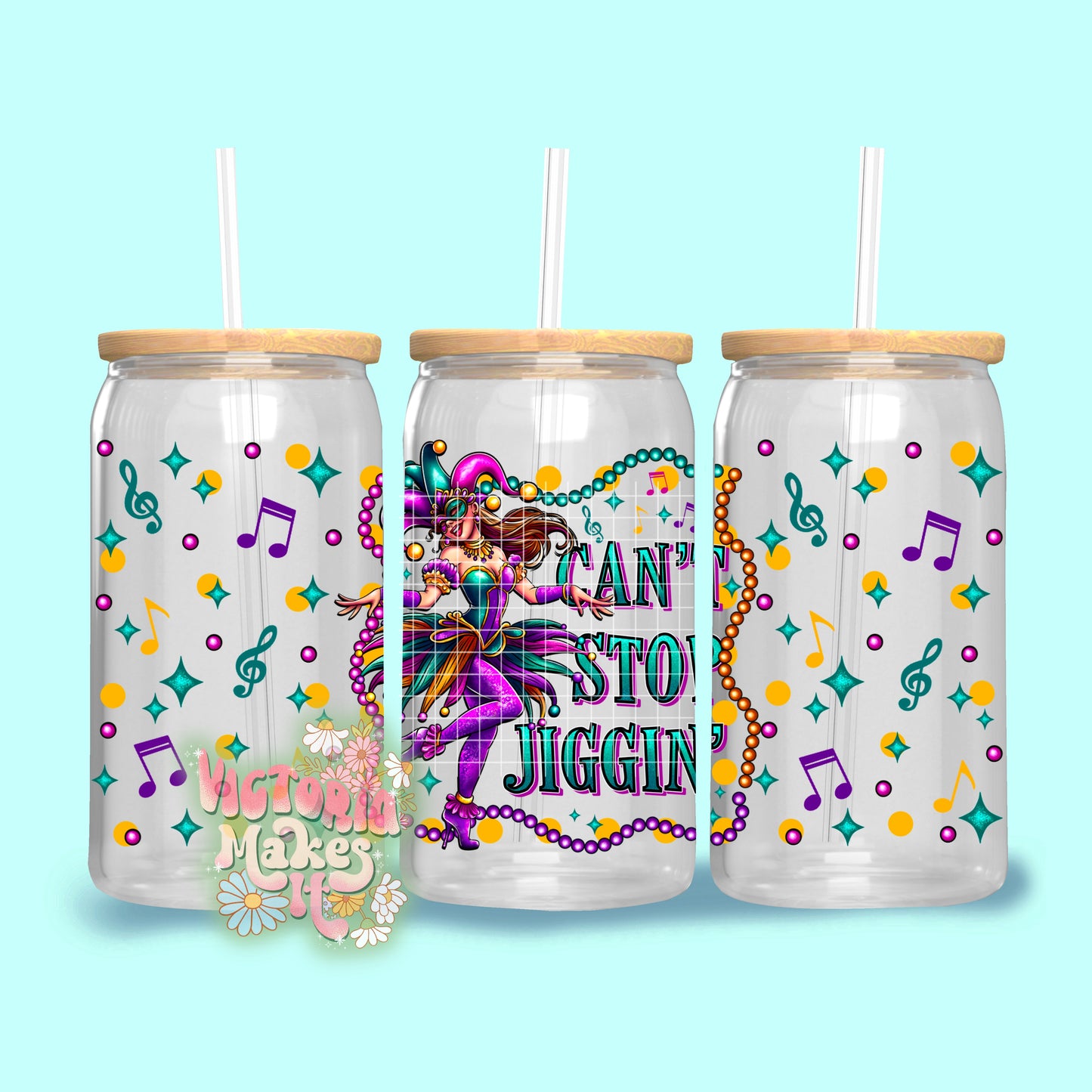 Mardi Gras glass can