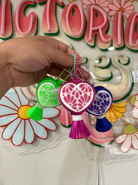 Talavera heart clicker keychain